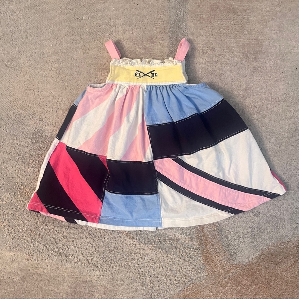 Ralph Lauren Yellow and Pink Asymmetrical Embellished Sundress
